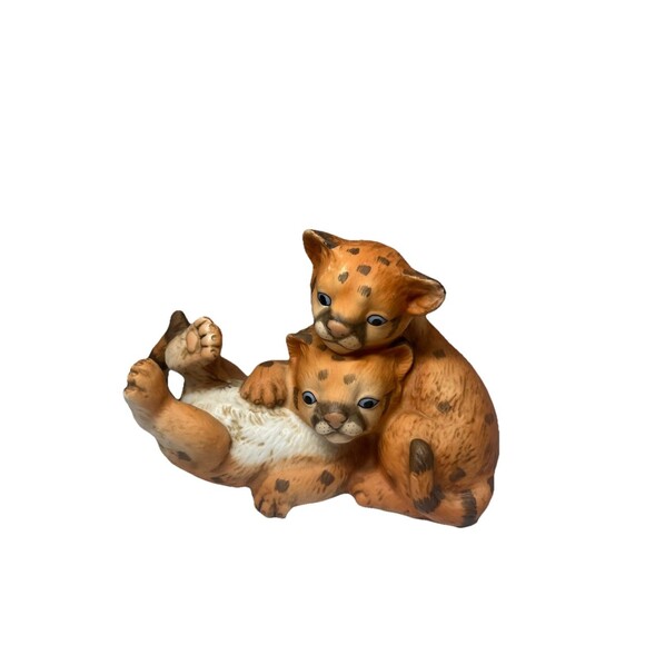 Homco Masterpiece Porcelain "Curious Cougars" Cubs Figurine 1993, Vintage, Cats - Picture 2 of 7